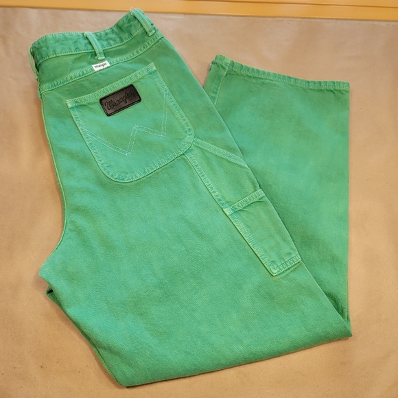 Wrangler Size 32 Green Casey Jones Wide Leg Carpenter Baggy Loose Fit Jeans - Picture 2 of 14